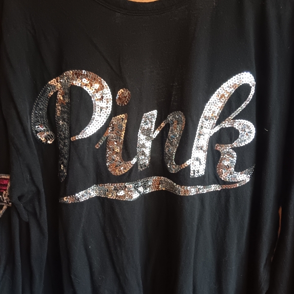 VS Pink super unique and sexy bling ✨️ open back long sleeved t-shirt. L - Picture 2 of 6